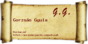 Gorzsás Gyula névjegykártya