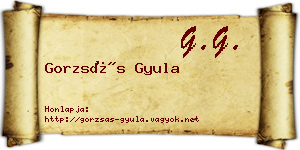 Gorzsás Gyula névjegykártya